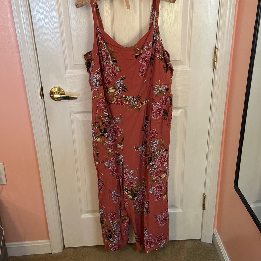 Torrid Pink Floral Jumpsuit 2 2X